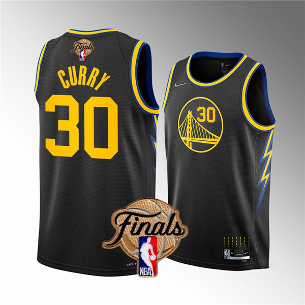 Youth Golden State Warriors #30 Stephen Curry 2022 Black NBA Finals Stitched Jersey